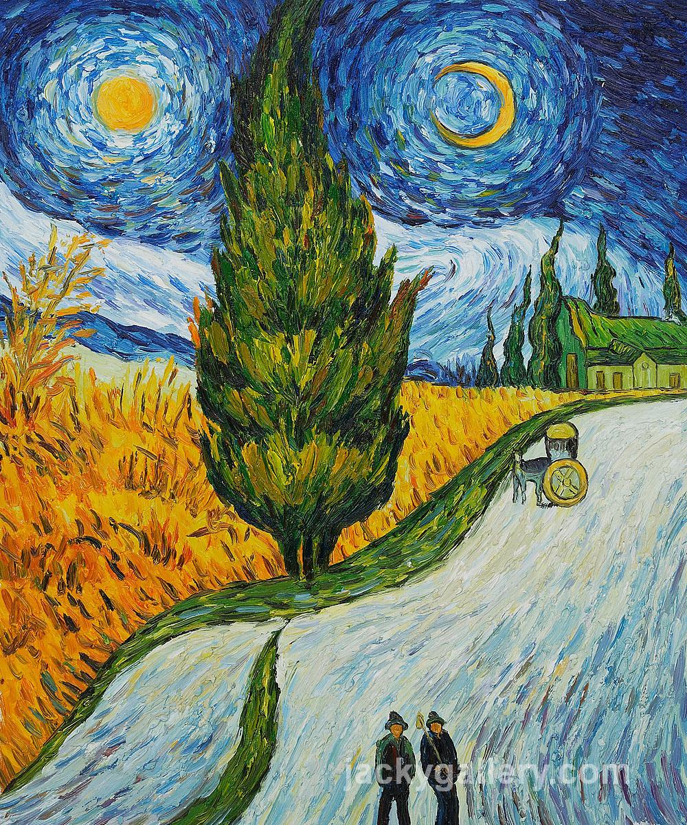 Road With Cypress and Star, Van Gogh painting